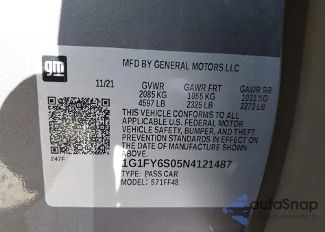 2022 Chevrolet Bolt Euv Fwd Lt из США, поврежденный, VIN 1G1FY6S05N4121487